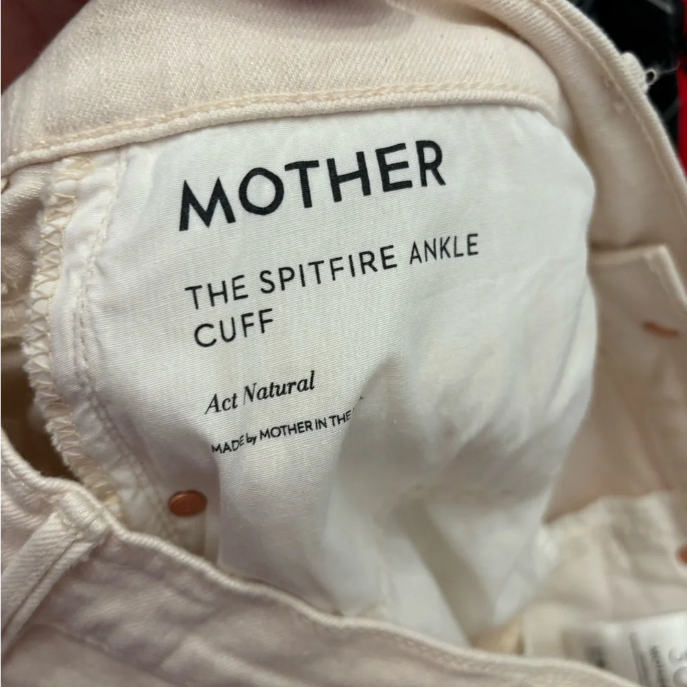 New Mother Superior Off White cre Spitfire Ankle Cuff Wide Jeans 30 $ 238 - Picture 7 of 7